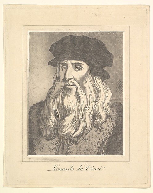 Portrait of Leonardo da Vinci, from "Characaturas by Leonardo da Vinci, from Drawings by Wincelslaus Hollar, out of the Portland Museum"