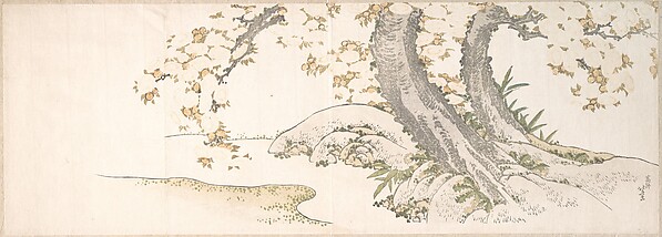 Blossoming Cherry Trees by a Stream